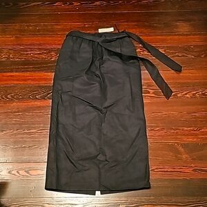 NWT JCrew Black Midi Cotton Skirt with Belt